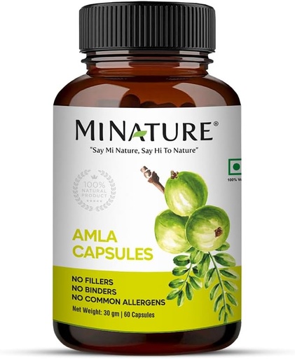 [BRSROHQFDEPRQGQ2] Amla Capsules (Amla Fruit Powder Capsules) by mi Nature|Amalaki Fruit, Indian Gooseberry | 60 Vag Capsules, 500mg 1 Month Supply | Pure & Natural | Raw, Vegan, Gluten-Free| Made in India