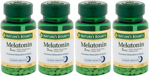 [BRSWIFD4BQNQC3I5] Bounty Super Strength Melatonin 5 mg Softgels 90 ea (Pack of 4)