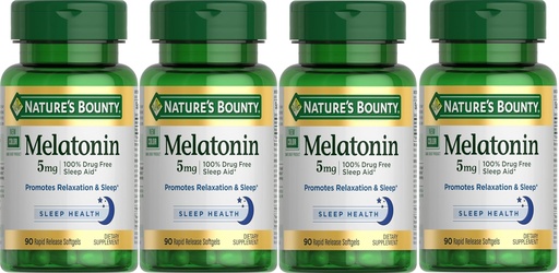 [BRSWIFD4BQNQC3I5] Nature's Bounty Super Strength Melatonin 5 mg Softgels 90 ea (Pack of 4)