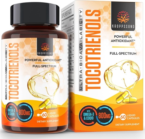 [BRSROGAPOQIRUCTK] Kroppssund Tocotrienols 800mg Supplement | Rich in Vitamin E Tocotrienols - 60 Liquid Capsules