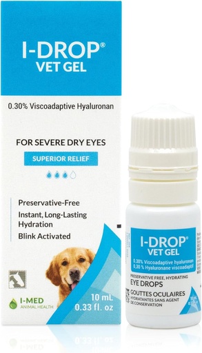 [BRSWKYITOR6R6H3Y] I-DROP Vet Gel: Pet Eye Drops for Dogs | Lubricate Acute/Seasonal Dry Eyes | Superior Comfort | Long-Lasting Relief | Fewer Application Needed, 0.30% Hyaluronan | Multi dose Bottle | One Bottle 10 ml