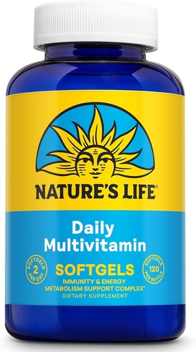 [BRSWIYQZBQOBGA3Y] Nature's Life Daily Multivitamin for Men and Women - Complete Multivitamin with Iron - Daily Value of Most Essential Vitamins and Minerals - Healthy Energy and Immune Support - 60 Serv, 120 Softgels