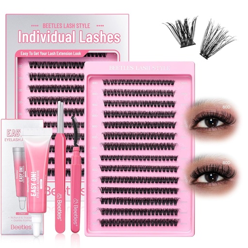 [BRSRAZL2AV6RMCT3] Beetles Lash Clusters Kit Love Expressing 60D 80D 9-18mm Eyelash Clusters Kit 280pcs Individual Lash Extension D Curl 3D Fluffy False Eyelash Extension DIY K009