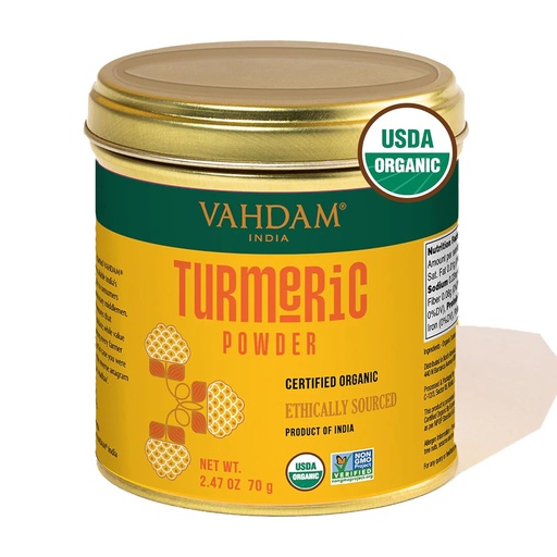[BRSRMGD6OYMRQDY2] VAHDAM, Organic Turmeric Powder w/ High Curcumin (2.47oz) USDA Organic, 100% Raw from India | Gluten-Free, Non-GMO | Premium Quality & Aroma | Single Origin Spice | Direct from Source