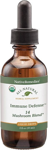 [BRSWYAY6O5YRUHTL] Remedios nativos Defensa inmune 14 Mushroom Blend para proteger y mantener la función del sistema inmunitario, 2 Fl oz.