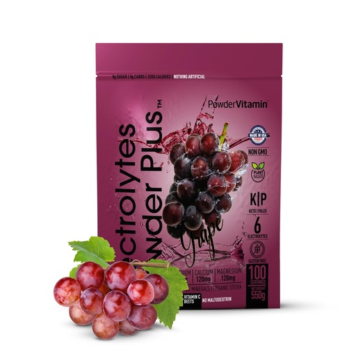 [BRSRAZT7OEIRMA3A] PowderVitamin Electrolytes Powder Plus (100 Servings) Grape Electrolyte Powder Zero Calorie Keto, 0 Sugar, No Maltodextrin,1000mg Potassium,120mg Calcium,120mg Magnesium, Hydration Powder