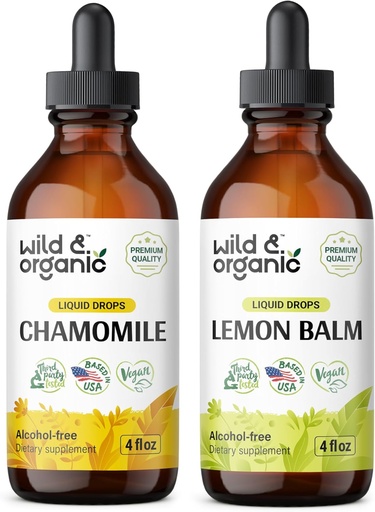 [BRSRAGAOOQPAGETA] Wild & Organic Chamomile Tincture 4 fl oz & Lemon Balm Tincture 4 fl oz