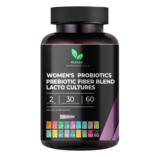 [BRSRAHQ7PIPWK3QY] Mishas Nutraceuticals Probiotics for Women, 50 Billion CFU - 16 Probiotic Strains with Prebiotic – Supports Vaginal Health, Gut Health and Immune System - Feminine Supplement – 60 Capsules