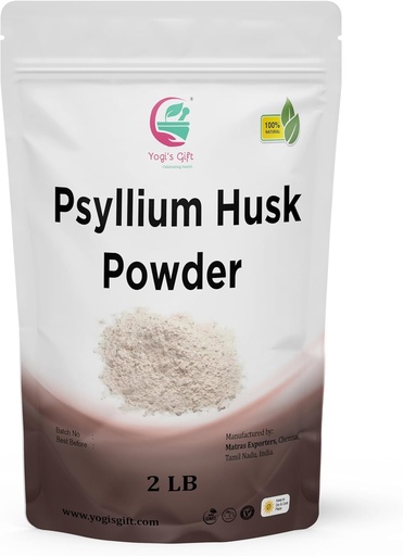 [BRSRMAIHCEOWEHTO] Psyllium Husk Powder 2 lb (32Oz) 98% Purity, Premium Quality, Use for Baking, Cooking and Beverages, 100% Natural Fine Ground, Non GMO by Yogi's Gift®