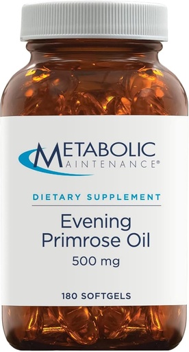 [BRSWIYQHAEPBUDDK] Metabolic Maintenance Evening Primrose Oil Capsules - 500 Milligrams, Cold Pressed GLA + LA (180 Softgels)