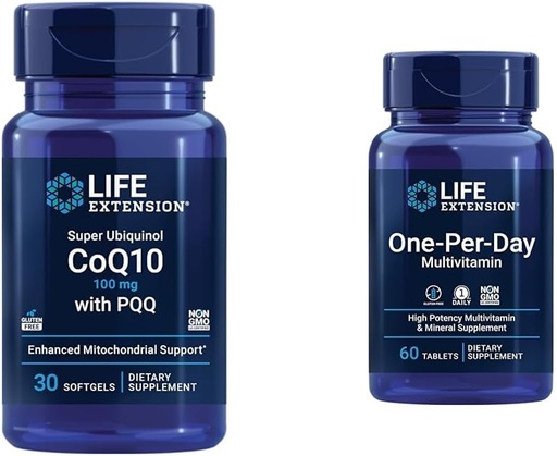 [BRSROBQFCIIQEH37] Life Extension Super Ubiquinol CoQ10 PQQ, CoQ10, PQQ, shilajit, Heart Health & One- Per- Day multivitamin - több mint 25 Vitaminnal csomagolva, Ásványok és növényi kivonatok