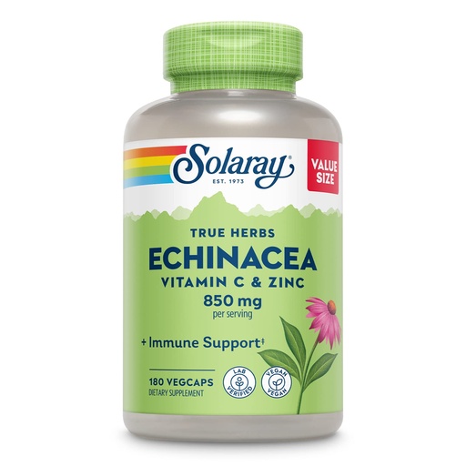 [BRSRMAY5AECRGC36] SOLARAY Echinacea with Vitamin C & Zinc – Immune Support Supplement – Echinacea Capsules with Vitamin C 500 mg Plus Bioflavonoids, Vegan, 60-Day Guarantee, 90 Servings, 180 VegCaps