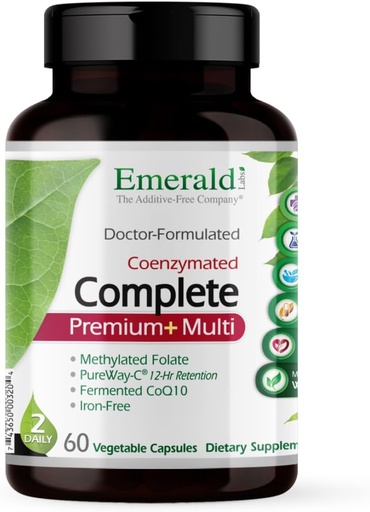 [BRSWIZL3AQOBGDTO] EMERALD LABS Complete Premium Multi - 소화를 위한 Multivitamin & PureWay-C, B 비타민 Complex, Albion Chelated 아연 & 더 많은 - 60 식물성 캡슐 (30 일 공급)
