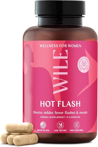 [BRSW2AT3B4CQIAY3] WILE Menopause and Perimenopause Supplements for Women - Hot Flashes and Night Sweats Relief with Kudzu Root - Premenopause Support for Stress, Hot Flash, Hormone Balance & Restful Sleep, 30 Servings
