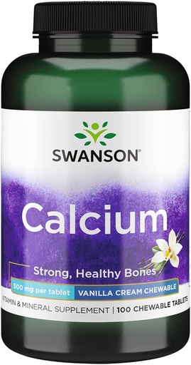 [BRSWIZQTOYBBKE32] Swanson Calcium-Vanilla Cream 500MG 100 TABS