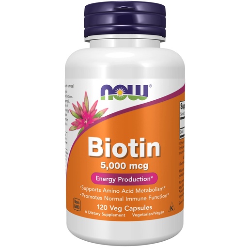 [BRSWICYECEDGAHTE] NOW Foods Biotin 5000 mcg Capsules, 120 Count