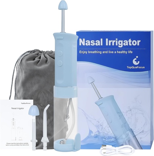[BRSROGI7B4HRU3YZ] TopQuaFocus Nasal kunstvanding Sinus Rinse System Nasal kunstvanding med teleskopisk vandtank Neti Pot Kombination Alsidige vand Flosser Næse Washer 3 dyser 3 Modes Næse Renere til voksne & Kid