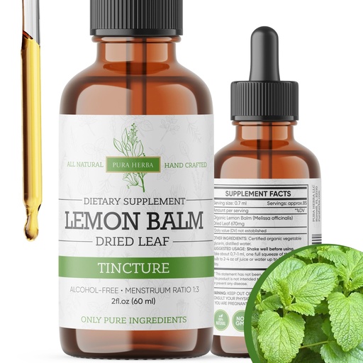 [BRSROBQRB4MR6C3J] Lemon Balm Tincture – Alcohol-Free | Melissa Officinalis Liquid Extract | Natural Calming & Sleep Support | Herbal Stress Relief – 2 oz