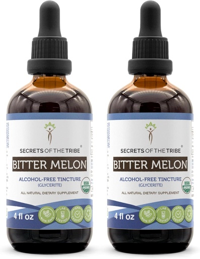 [BRSRMYI6OYNWGEYU] Secrets of the Tribe Bitter Melon USDA Organic | Alcohol-Free Extract, High-Potency Herbal Drops | Made from 100% Certified Organic Bitter Melon (Momordica Charantia) Dried Fruit (2x4 oz)