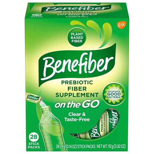[BRSWKZY7AENR2ALI] Benefiber On The Go Prebiotic Fiber Supplement Powder for Digestive Health, Daily Fiber, Unflavored - 28 Sticks (3.92 Ounces)