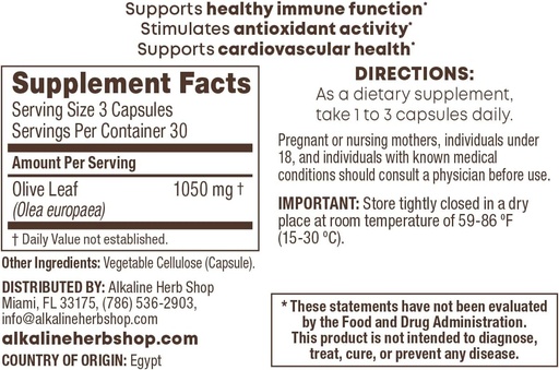 [BRSW2CTQAENG2H3F] Leeliseline ürdipood Olive Leaf Supplement 90 kapslit