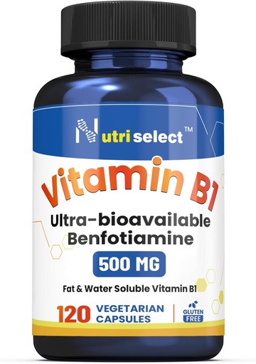 [BRSRAGQCB4FRADLJ] 120 Kapsule vitamina B1, ki vsebujejo 500 mg benfotiamina in so brez GMO, Vegana in glutena