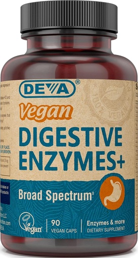 [BRSWIFABPIPGEALE] Deva Vegan Vitamins Digestive Enzymes Plus Supplement - A Unique Blend of Enzymes & Herbs - 90 Capsules, 1-Pack