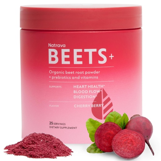 [BRSRMZI5BYMQYDTX] Natrava Beets+ Organic Beet Root Powder Blend Fortified with Vitamins & Prebiotics for Heart Healthy Energy & Nitric Oxide Production