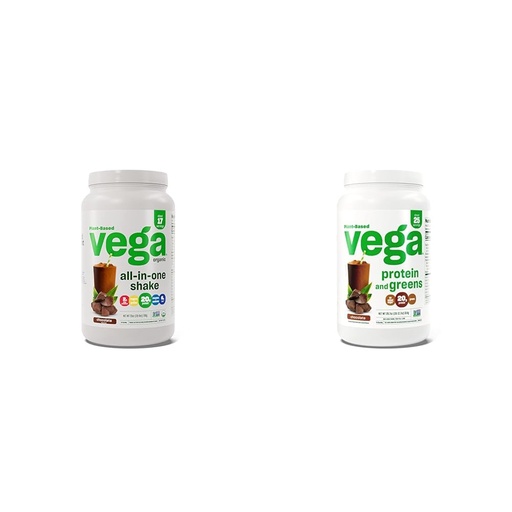 [BRSROAIKC4BRUHQ4] Vega Organic All-in-One Vegan Protein Powder, Chocolate & Protein and Greens Protein Powder, Chocolate