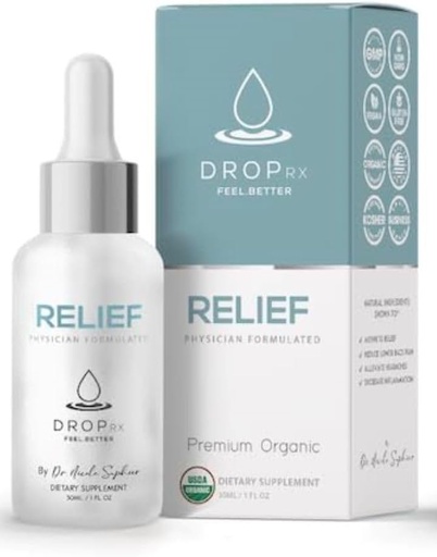 [BRSROBINCN6AEGY2] DropRx Relief by Dr. Nicole Saphier – Devils Claw & Organic Ginger Root Extract, Supports Joint Health & Digestive Wellness , Organic, Non GMO, Vegan, Gluten Free & Kosher, Made in USA (2 Fl Oz)