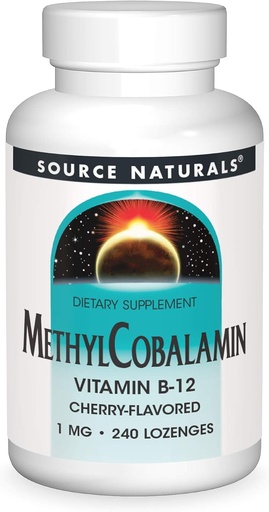 [BRSWK2YACQNQMHIV] Source Naturals MethylCobalamin Vitmain B-12 Cherry-Flavored, 1 mg - 240 Lozenges