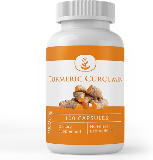 [BRSWGCY2DF4GE2DX] Rene originale ingredienser Turmeric Curcumin (100 kapsler) Ingen magnesium eller ris fyllstoffer, alltid ren, Lab verifisert
