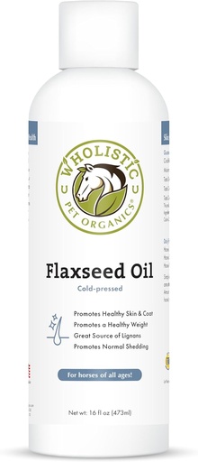 [BRSWKZQYCUFBE2DM] Wholistic Pet Organics Flaxseed Oil: Organic Flaxseed Oil for Horses -Flax Oil Horse Supplement with Antioxidant Rich Rosemary and Omega 3, 6 Fatty Acids for Cardio, Immune, Skin and Coat Health-16 Oz