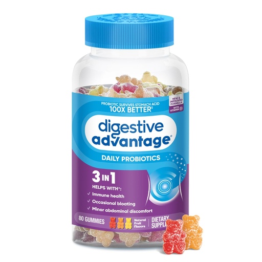 [BRSWIELYAB5WKCQZ] Digestive Advantage Probiotic Gummies for Digestive Health, Daily Probiotics for Women & Men, Support for Occasional Bloating, Minor Abdominal Discomfort & Gut Health, 80ct Natural Fruit Flavors