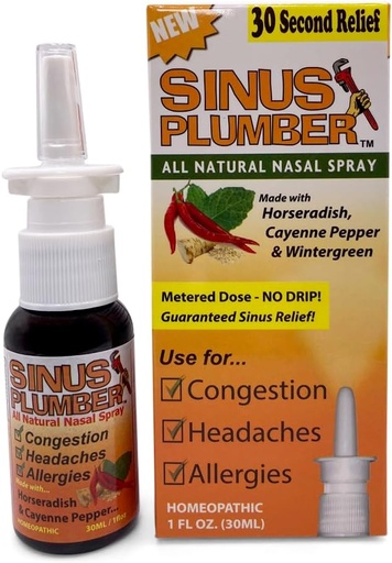 [BRSWIZIYCUABMDIV] Sinus Plumber Pepper Nasal Spray, Allergy e Sinus Relief, Congestione, Mal di testa, 1 fl oz