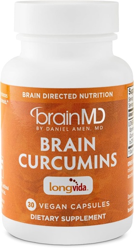 [BRSROH35OIIROHTZ] BRAINMD Brain Curcumins - 30 Vegan kapsulak - Longvida Curcumin - Gluten Free - 30 Zerbitzu