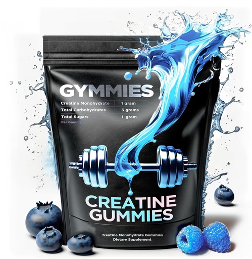 [BRSRAYY6CEBRQDL6] Creatine Monohydraat Gummies - Spiergroei, Performance, Endurance - 5 Gram Creatine per Serving - Vegan, Non-GMO, Glutenvrij, Made in USA - 90ct (90 Telling, Zure Blauwe Raspberry)