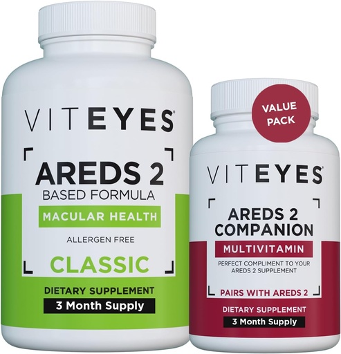 [BRSWGAAPOZ7ROADJ] Viteyes AREDS 2 Capsules and Viteyes Multivitamin AREDS 2 Companion, Single Daily Dose Eye Vitamins, 3 Month Supply