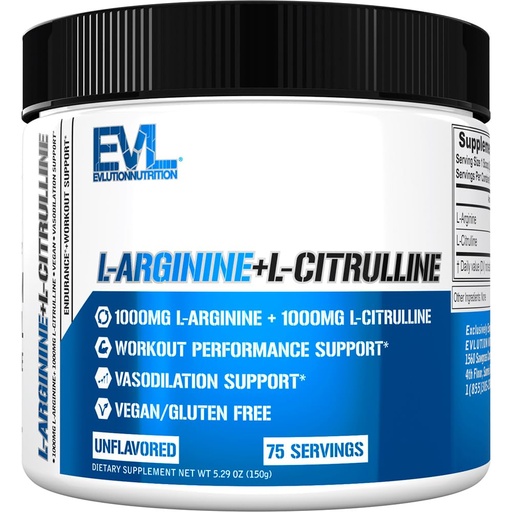 [BRSROFI3DEFAKG3D] L Citrulline L Arginine Powder - Invigorating Nitric Oxide Powder with Ideal 1:1 Ratio L-Citrulline & L-Arginine 1000mg Each Per Serving for Enhanced Pumps Energy & Stamina (Unflavored, 75 Servings)