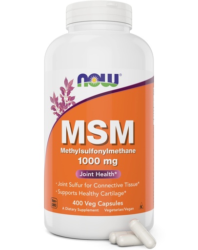 [BRSWGGQZA57QOFLV] Now MSM 1000mg Veg Capsules, 400 Count Methyl-Sulphonyl-Methane, Made in USA, Sulfur Supplement, Non-GMO, Vegan Vegetarian Friendly