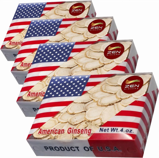 [BRSWGGQEABYAO3AV] 4 Boxes of Hand Selected American Wisconsin Ginseng Slice (16 Oz.) - Boost Your Immune System Fast