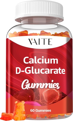 [BRSRAHQBBZ7W2YA6] Calcium D-Glucarate Gummies 1000mg - CDG Cleanse Supplement for Men and Women, Hormone Metabolism Balance & Menopause Supports, Non-GMO, Vegan, Gluten Free, Soy Free Supplements, 60 Gummy Chewables