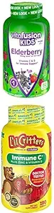[BRSROEDQBVYGMF3V] Bundle of Vitafusion Kids Elderberry Gummy Vitamins, 60Ct + Lil Critters Kids Immune C Gummy Supplement: 60 or 120mg Vitamin C Per Serving, 190 Count (95-190 Day Supply)