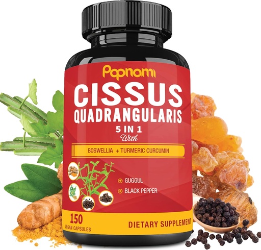 [BRSW2Y37BFYRGHYV] Cissus Premium Quadrangularis Capsules con Boswellia, Guggul, Turmeric, Black Pepper Extract - 150 Capsules - 5 Month Supply