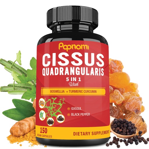 [BRSW2Y37BFYRGHYV] Premium Cissus Quadrangularis Capsules with Boswellia, Guggul, Turmeric, Black Pepper Extract - 150 Capsules - 5 Month Supply