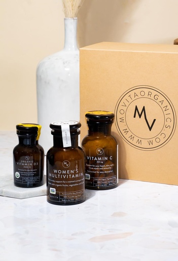 [BRSROHAPCIFAI3T7] Movita Health Trio Vitamin Gift Set with Vitamin D3, C, and Women's Multivitamin, Fermented Whole Foods, Vitamins, and Minerals - Organic, Vegan-Friendly, Gluten-Free, & Non-GMO