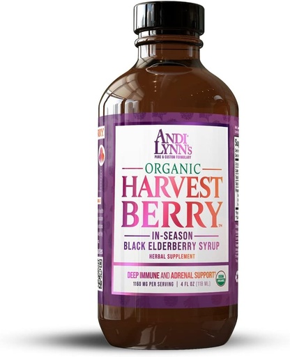 [BRSWYGDROUCGCYI7] Andi Lynn's Organic Harvest Berry Syrup for Kids and Adults – Real Honey Elderberry Syrup for Immune Support - Therapeutic Formula - 4 Fl. Oz (Pack of 1)