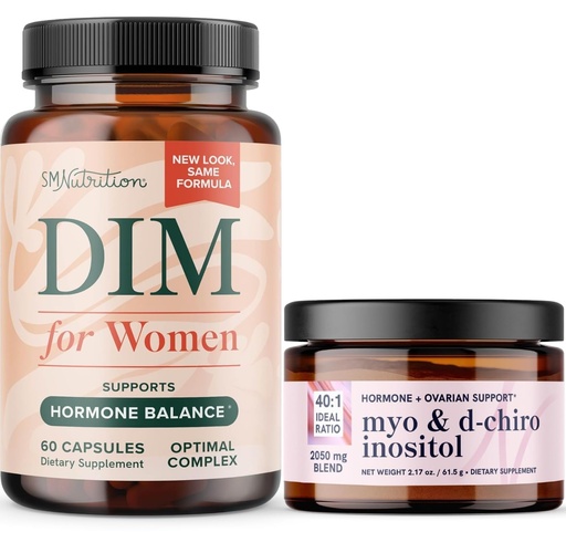 [BRSRAZYNBV7RMADF] Myo-Inositol Powder Complex and Women's DIM Supplement | Hormone Balance Bundle with Ideal 40:1 Ratio Myo-Inositol & D-Chiro Inositol Powder (30 Servings) and DIM Supplement for Women (60 Servings)