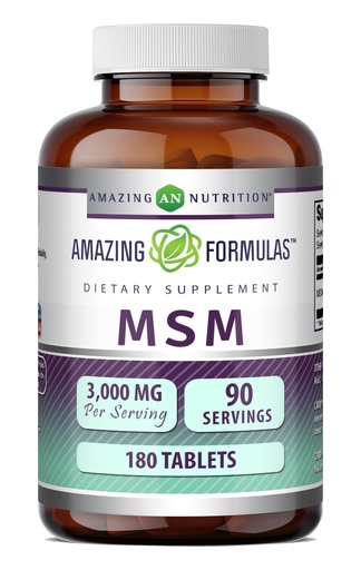 [BRSWEC35AABGY2DK] Amazing Formulas MSM (Methylsulfonylmethane) Supplement | 3000 Mg per Serving Supplement | 180 Tablets | Non-GMO | Gluten Free | Made in USA