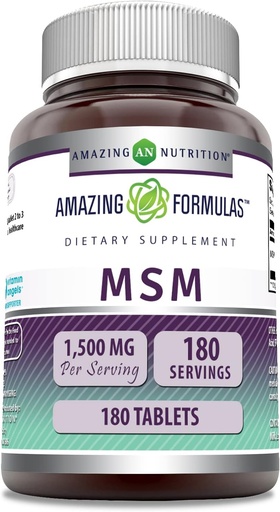 [BRSWEC35AABGY2DK] Amazing valemid MSM (metüülsulfonüülmetaan) täiendus | 1500 Mg Serving Supplement | 180 tabletti | Non-GMO | Gluteenivaba | Valmistatud USAs